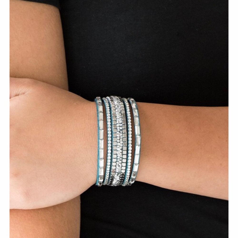 Top seller ladies blue suede bracelet.